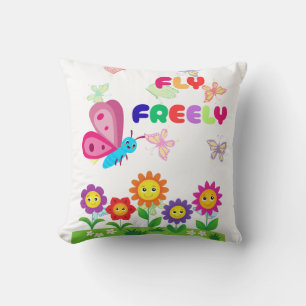 Coussin Conception de fleur de papillon mignonne