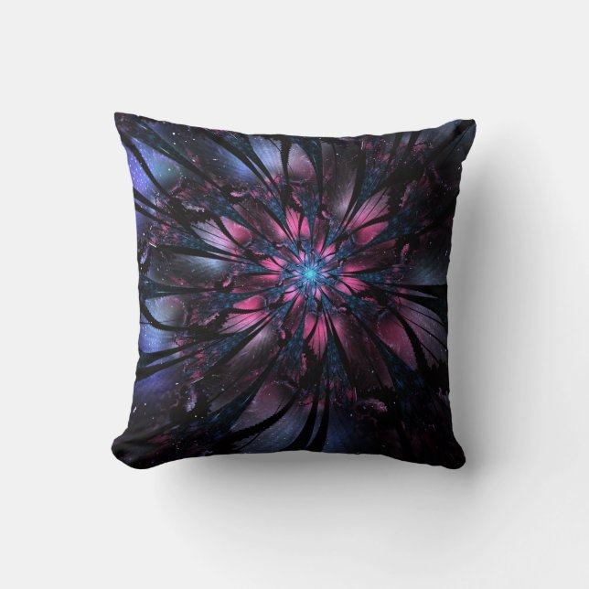 Coussin Conception de fleur fractale abstraite. (Recto)