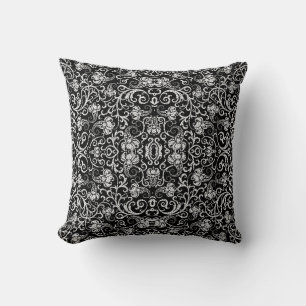 Coussin Conception de fleurs de dalmatien noir mignon