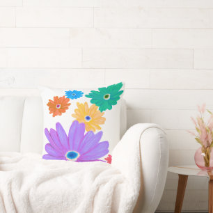 Coussin Conception de fleurs épanouies peintes en gras