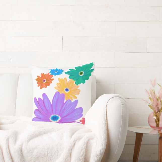 Coussin Conception de fleurs épanouies peintes en gras (Canapé)
