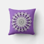Coussin Conception de fleurs mandala violettes et blanches (Verso)