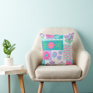 Coussin Conception de fleurs vibrantes en fleurs