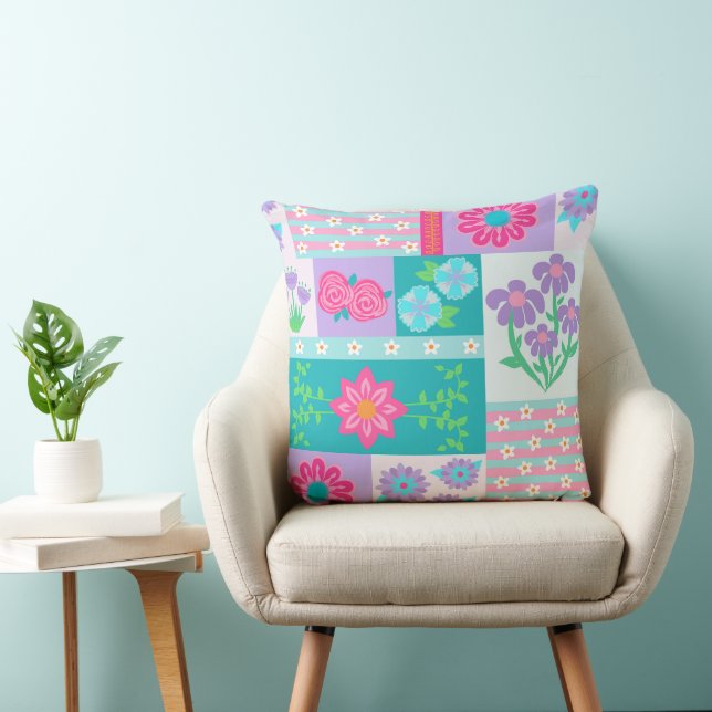 Coussin Conception de fleurs vibrantes en fleurs (Chaise)