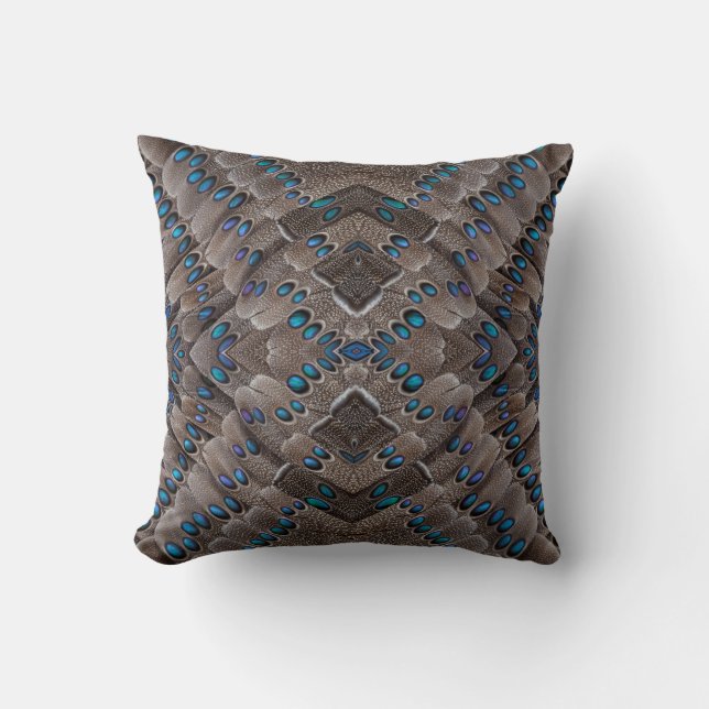 Coussin Conception de fractale Plume de faisan (Recto)
