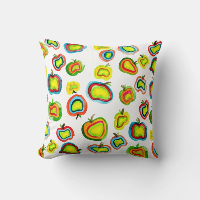 Coussin Conception de fruit d'aquarelle pomme funky (Recto)