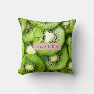 Coussin Conception de fruit de kiwi vibrant personnalisé