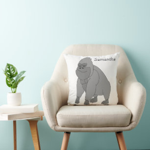 Coussin Conception de gorille gris personnalisée