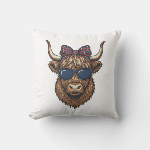 Coussin Conception de gravure vintage de vache des Highlan