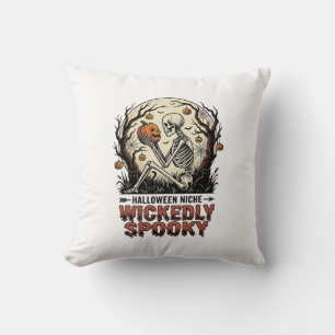 Coussin Conception de gravure vintage Halloween squelette