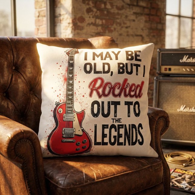 Coussin Conception de guitare rock rétro Musique classique (Retro Rock Guitar Classic Music Nostalgia Design Throw Pillow Mockup D)
