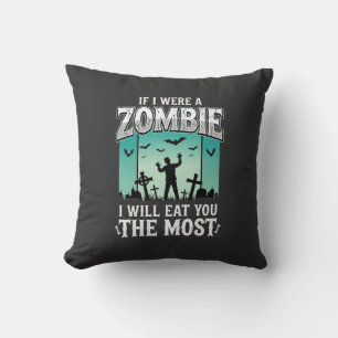 Coussin Conception de Halloween Je Mangerai Zombie_1