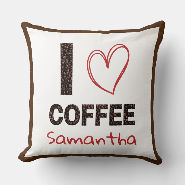 Coussin Conception de haricot de café nom personnalisé ama (Recto)
