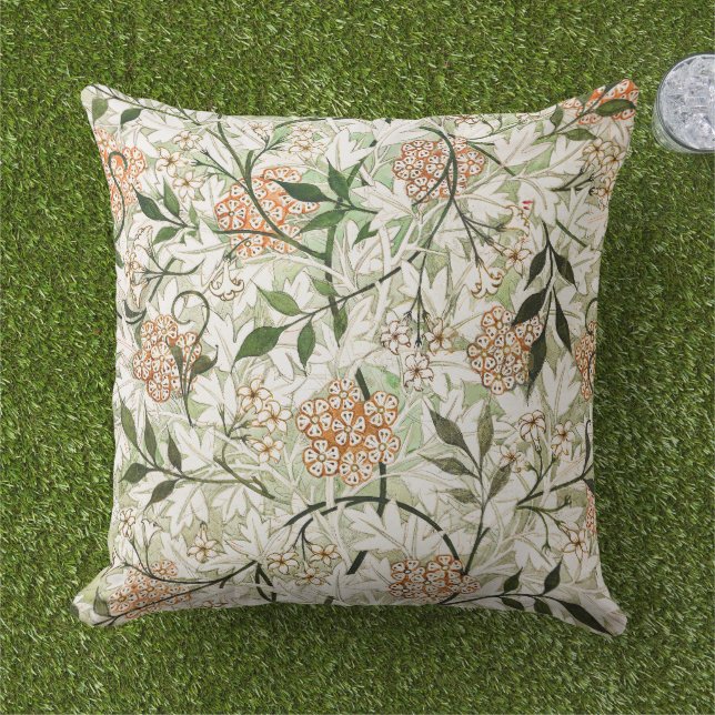 Coussin Conception de jardin de fleurs de jasmin de Willia (Herbe)