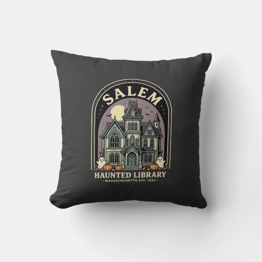 Coussin Conception de la bibliothèque hantée de Salem Hall (Recto)