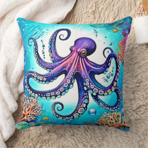 Coussin Conception de la lueur d'octopus corail