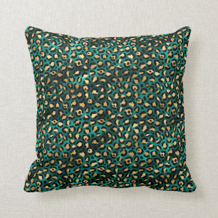 Coussin Conception de la série Léopard sarcelle et or 3