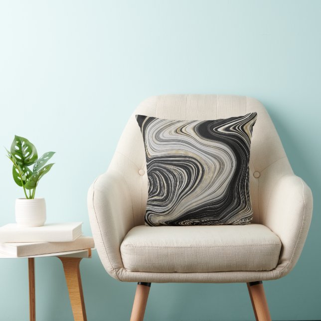 Coussin Conception de l'Agate Noir et Or (Chaise)