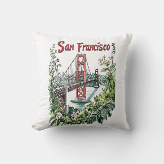 Coussin Conception de l'aquarelle du pont du Golden Gate d (Recto)