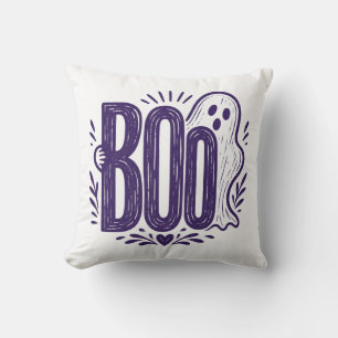 Coussin Conception de linogravure de fantôme BOO pour Hall