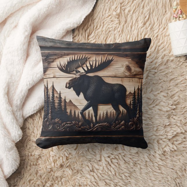 Coussin Conception de l'orignal sculpté dans un cadre fore (Couverture)