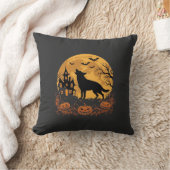 Coussin Conception de lune de Halloween de berger allemand (Couverture)