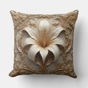 Coussin Conception de lys luxueuse - œuvre d'art ornementa