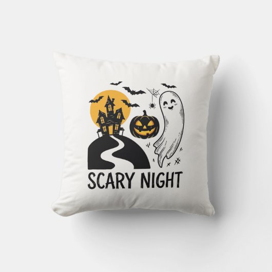 Coussin Conception de maison hantée Halloween de nuit effr (Recto)