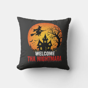 Coussin Conception de maison hantée sorcière de cauchemar