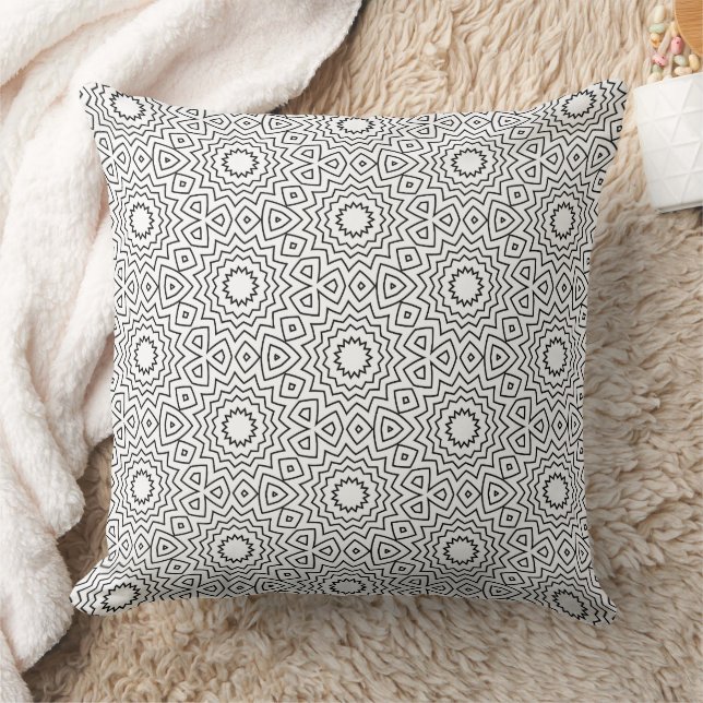 Coussin Conception de mandala abstraite sans couture noir  (Couverture)