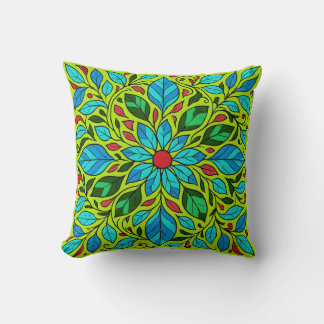 Coussin Conception de mandala de feuilles