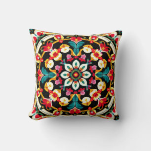 Coussin Conception de mandala orné vibrant