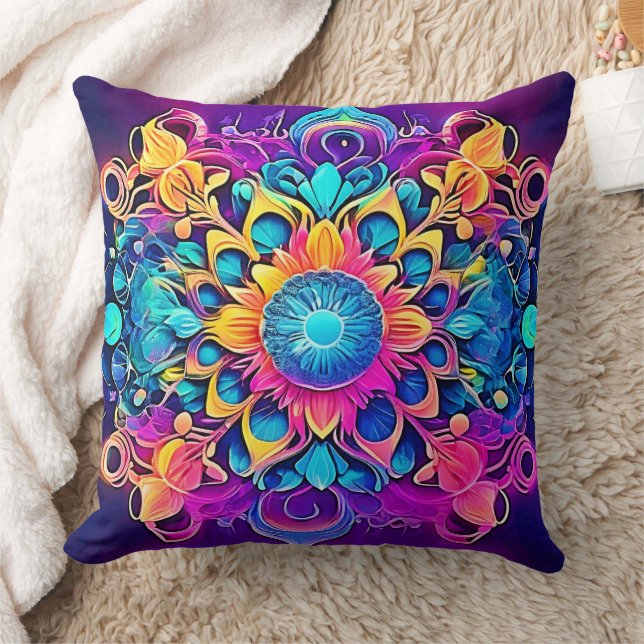 Coussin Conception de Mandala psychédélique (Couverture)