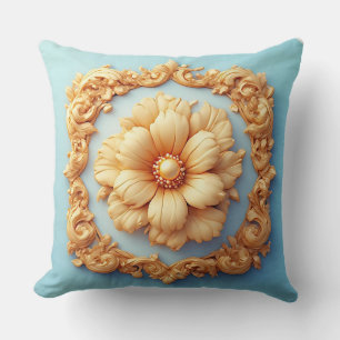 Coussin Conception de médaillon floral orné or