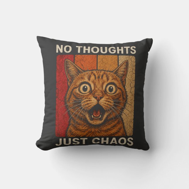 Coussin Conception de mème de chat orange Chaos sans pensé (Recto)