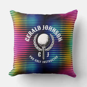 Coussin Conception de monogramme de golf coloré métallique