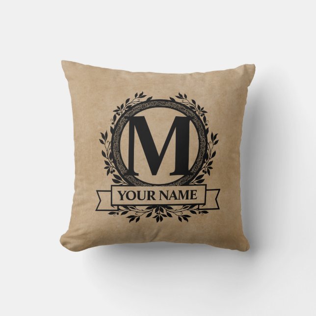 Coussin Conception de monogramme floral (Recto)