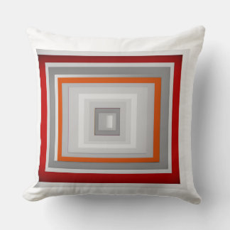 Coussin conception de motif carré Rouge, Gris, Blanc, Oran