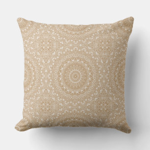 Coussin Conception de motif mandala marron chameau