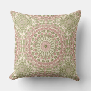 Coussin Conception de motif mandala rose et vert