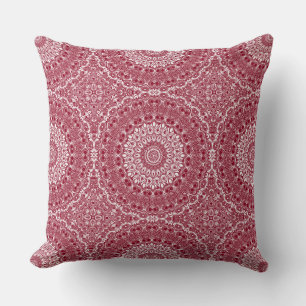 Coussin Conception de motif mandala rouge cramoisi