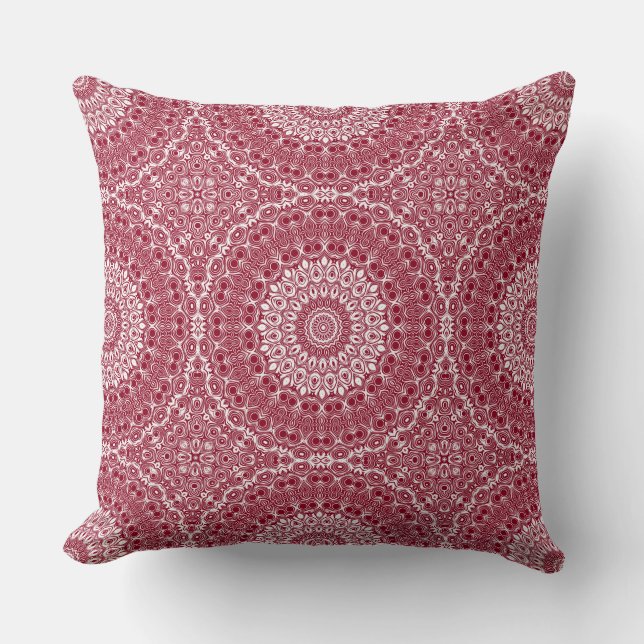 Coussin Conception de motif mandala rouge cramoisi (Recto)