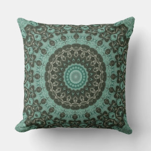 Coussin Conception de motif mandala vert antique