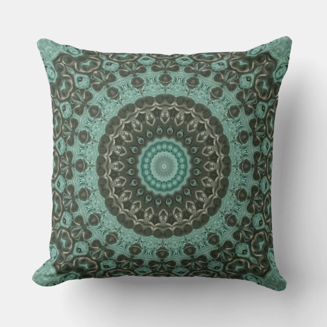 Coussin Conception de motif mandala vert antique (Recto)