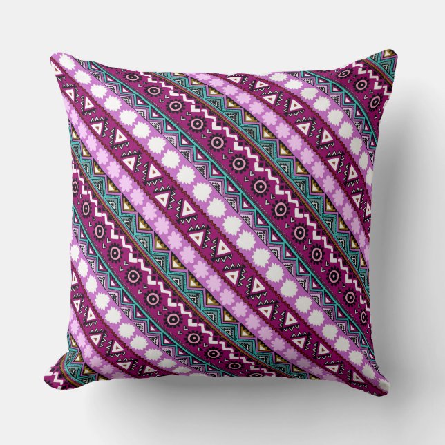 Coussin Conception de motifs ethniques colorés (Recto)