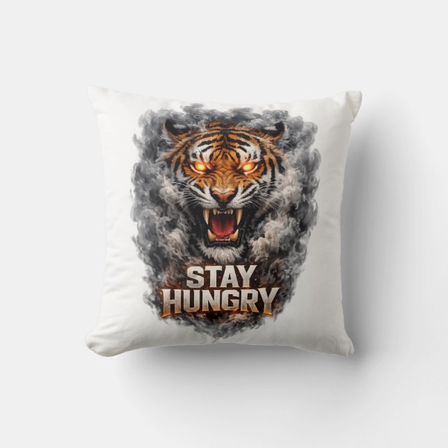 Coussin Conception de motivation de tigre affamé (Recto)