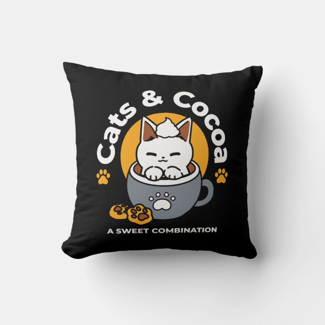 Coussin Conception de Mug de vacances avec Cosy Cat et Paw (Recto)
