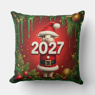 Coussin Conception de Noël de chèvre mignonne avec chapeau
