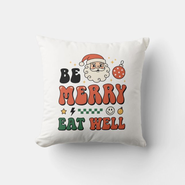 Coussin Conception de Noël Merry Manger Bien Santa (Recto)