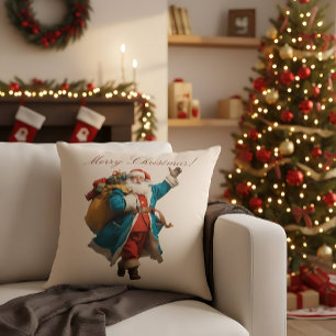 Coussin Conception de Noël personnalisée avec un Père Noël